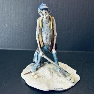 W Colombo Man Playing Golf Ceramic Figurine Italy Humor Signed 1970s VTG READ